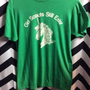 Photo detail:GIRL SCOUTS STILL EXIST T-SHIRT W/UNICORN DESIGN