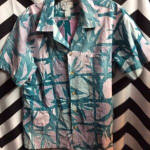 Photo detail:HAWAIIAN SHIRT W/TROPICAL PLANT DESIGN - REVERSED FABRIC