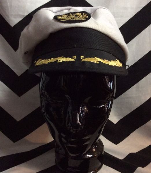 Ship Captains Hat – Embroidered Patch & Brim | Boardwalk Vintage