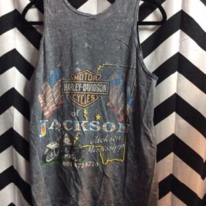 Photo detail:HARLEY DAVIDSON - JACKSON, MISSISSIPPI TANK TOP - BAD TO BONE - MARBLE WASH