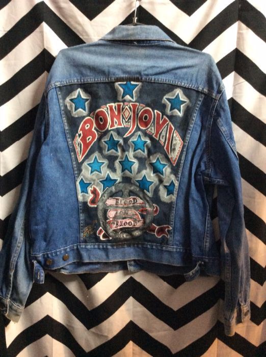 1960s-70s Denim Jacket – Classic W/hand-painted Bon Jovi Back Design ...
