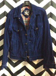 NAVY CORDUROY RED PLAID LINING WINDCREST JACKET SMALL FIT 1