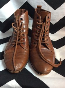 CALICO BROWN LACEUP LEATHER BOOTIES SHOES 1