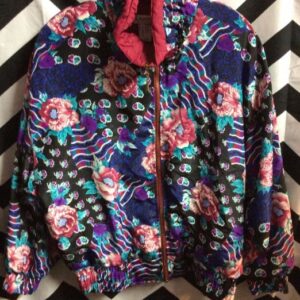 Photo detail:90S WINDBREAKER JACKET ZIP-UP W/CRAZY FLORAL PRINT