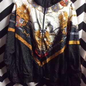 Photo detail:90S WINDBREAKER JACKET ZIP-UP W/BAROQUE GILDED PRINT