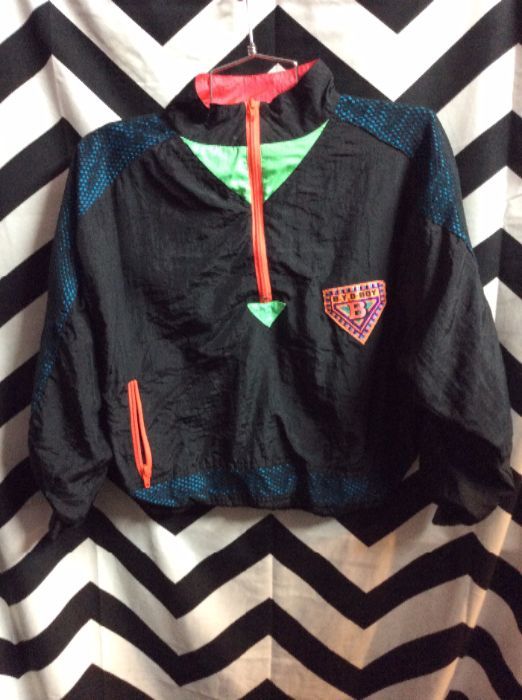 1990S CROPPED NEON MESH COLOR BLOCK WINDBREAKER JACKET SMALL FIT 1
