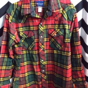 Photo detail:WRANGLER FLANNEL SHIRT - PLAID DESIGN W/PEARL SNAPS