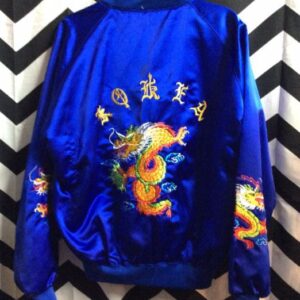 Photo detail:BLUE SATIN KOREA WITH DRAGON EMBROIDERY