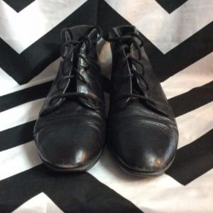 MUNRO BLACK LACE LEATHER SHOES 1