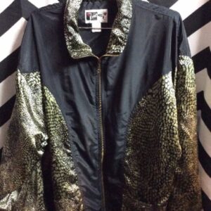 Photo detail:WINDBREAKER JACKET - SHINY FABRIC W/ANIMAL PRINT DESIGN