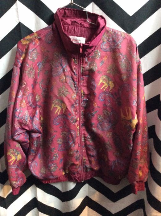 maroon Indian and pasely pattern windbreaker 1