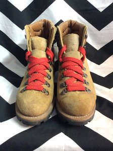 SUEDE TRAILBREAKERS BROWN WORK BOOTS W/ RED LACES 1