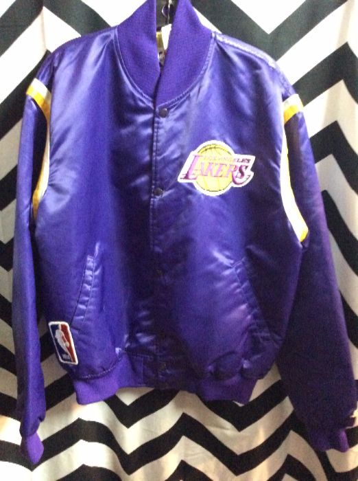 Los Angeles Lakers Purple Satin Button up Starter Jacket 1