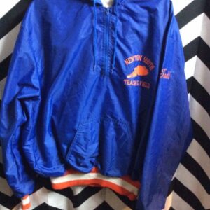 Photo detail:RETRO NEWTON SOUTH TRACK & FIELD SATIN JACKET - PULLOVER W/STRIPED CUFFS