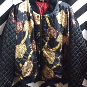 Photo detail:SATIN BOMBER JACKET - REVERSIBLE - QUILTED W/ ROPES & TASSELS DESIGN