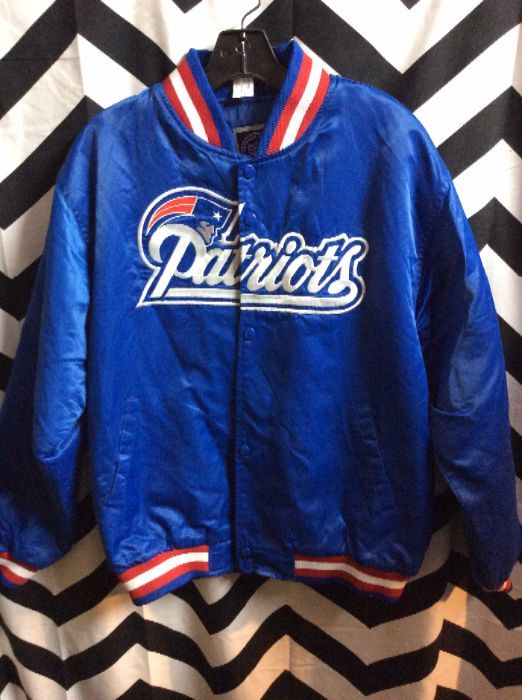 New England Patriots Satin Baseball Style Jacket | Boardwalk Vintage