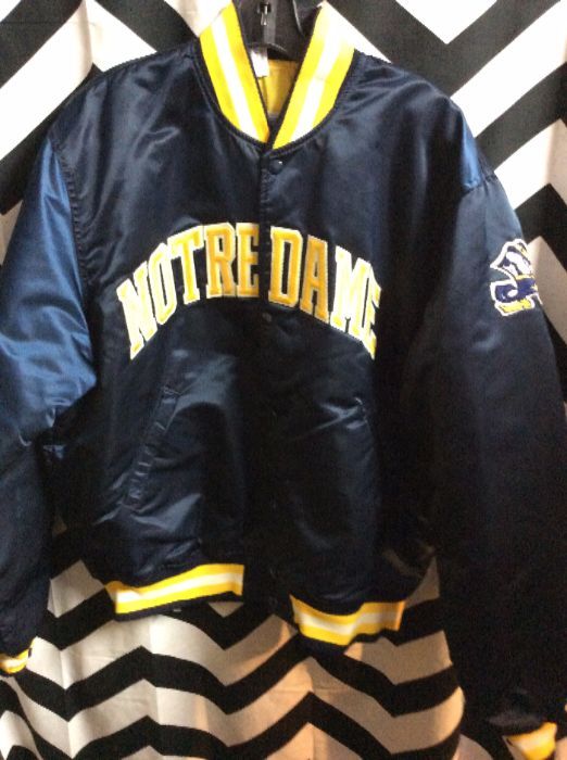Classic Notre Dame Satin Starter Baseball Style Jacket | Boardwalk Vintage