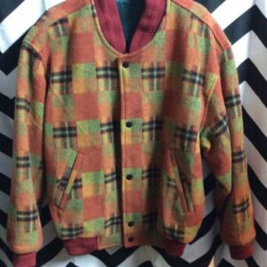 Photo detail:GORGEOUS CHECK PRINT WOOL FLEECE BD BOMBER JACKET