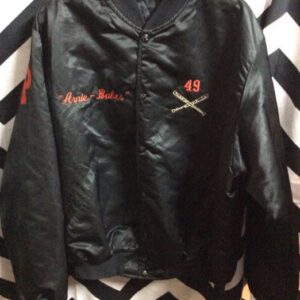 Photo detail:HITMEN #49 SATIN BASEBALL JACKET W/EMBROIDERED BACK DESIGN