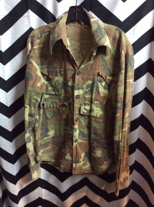 LIGHT WEIGHT FADED MILITARY CAMO SHIRT JACKET SMALLER FIT 1