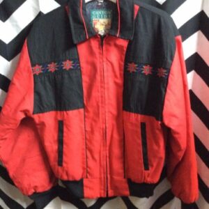 Photo detail:WESTERN STYLE JACKET - FULLY LINED - TWO TONED W/AZTEC TRIM - ZIP-UP