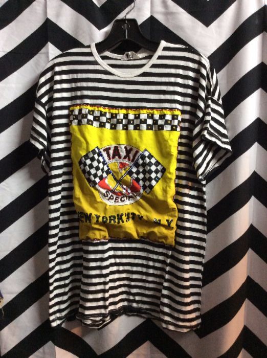 WHITE AND BLACK W/YELLOW TAXI CHECKER PATCH 1