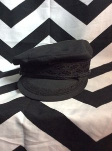 BLACK CAPTAINS HAT W/ RED LINING 1