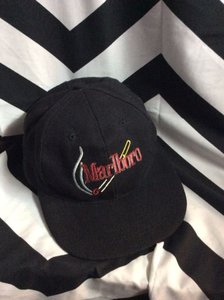 Black Marlboro hat burning cigarette logo strapback 1