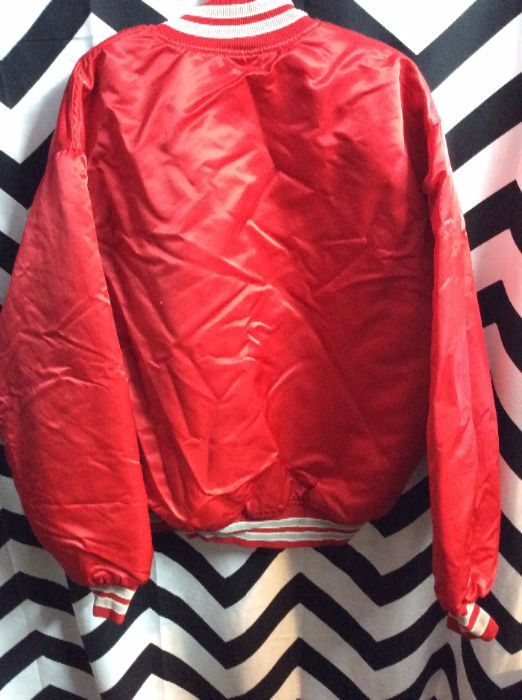 Red Unlv Running Rebels Satin Button Up Jacket | Boardwalk Vintage