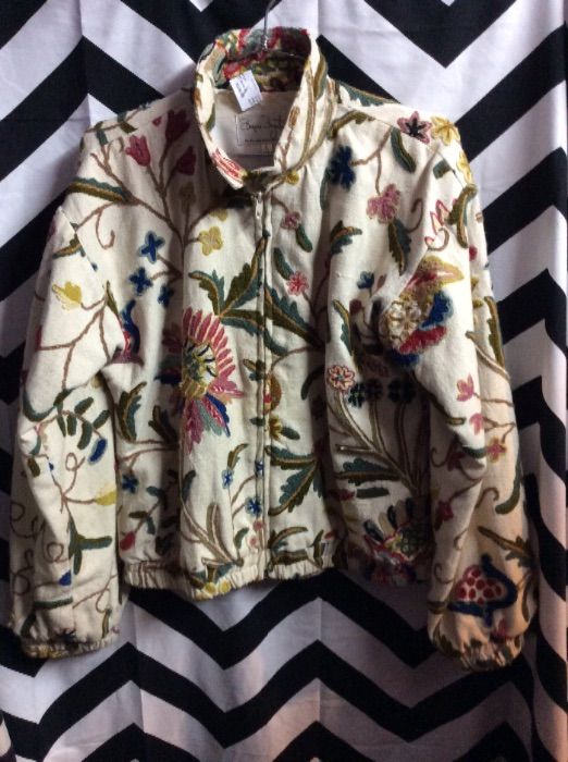 FULLY EMBROIDERED ZIPUP COTTON BOMBER JACKET as-is 1