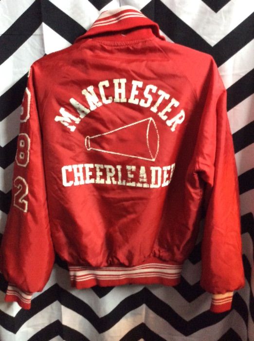 1982 CHEERLEADERS JACKET VARSITY PATCHES SMALL FIT FUZZY LINING 1