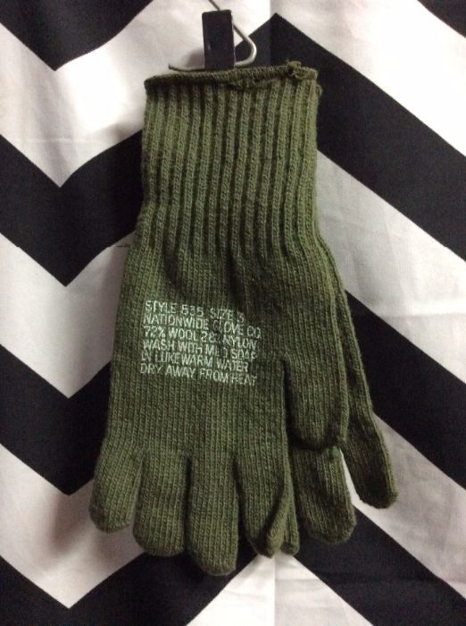 Olive Green Wool Military gloves 1