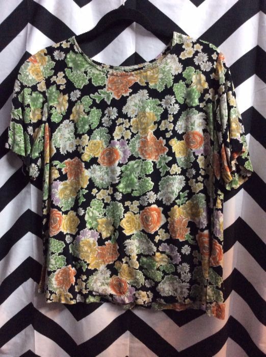 SS OVERSIZED TOP W/ ROSES AND LEAF PATTERN 1