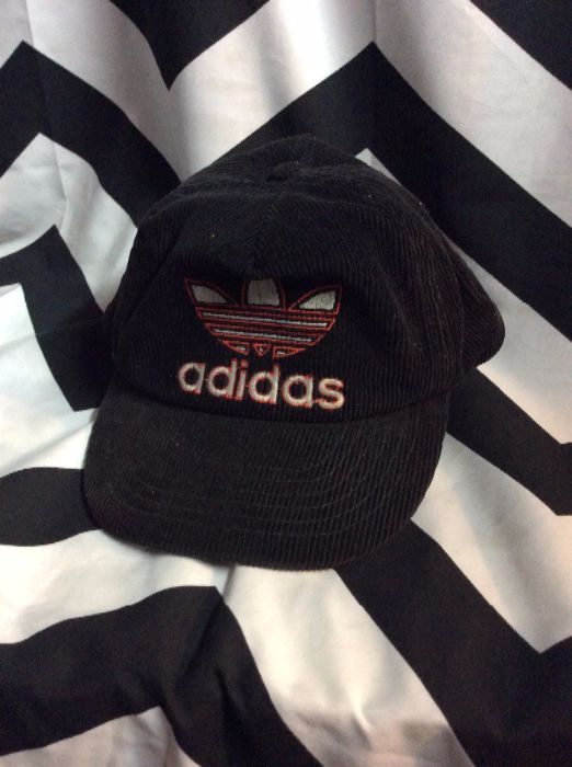 Black Corduroy Adidas Snapback Hat w/ red bill 1