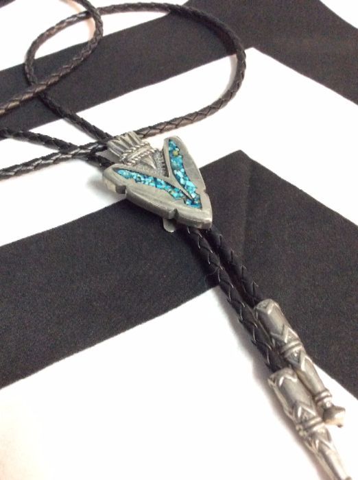 ARROWHEAD BOLO TIE WITH CRUSHED TURQUOISE 1