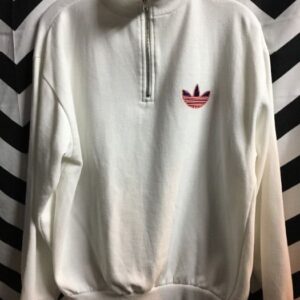 Photo detail:ADIDAS PULLOVER SWEATSHIRT - ZIP-UP NECK - EMBROIDERED LOGO