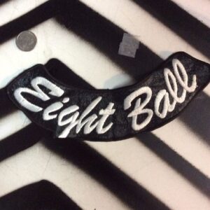 Photo detail:EIGHT BALL W/SCRIPT LETTERS PATCH - FAUX LEATHER - LARGE