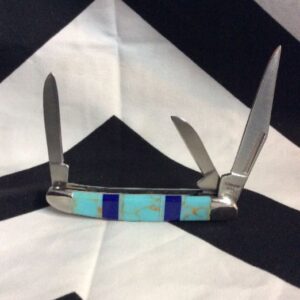 Photo detail:POCKET KNIFE W/NATURAL TURQUOISE & LAPIS INLAYS