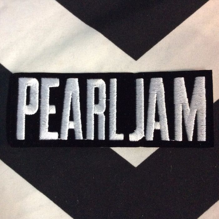 BW PATCH- PEARL JAM BLACK WITH WHITE LETTERING 1