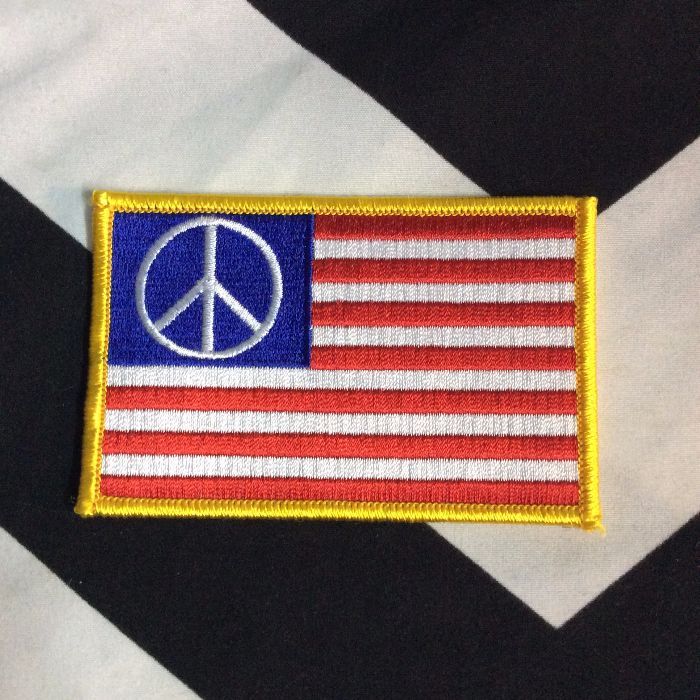 BW PATCH- AMERICAN FLAG PEACE SIGN PATCH 1