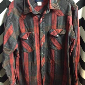 Photo detail:WRANGLER FLANNEL SHIRT W/PEARL SNAPS - VERTICAL STRIPE DESIGN