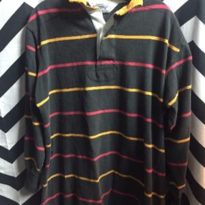 Photo detail:RUGBY STYLE T-SHIRT - W/COLLAR - HORIZONTAL STRIPE DESIGN