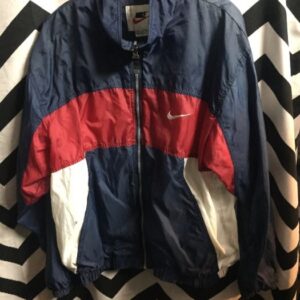 Photo detail:NIKE WINDBREAKER JACKET - ZIP-UP - EMBROIDERED LOGO W/COLOR BLOCK DESIGN