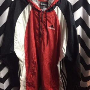 Photo detail:ADIDAS WINDBREAKER JACKET - PULLOVER - HOODED W/COLOR BLOCK DESIGN