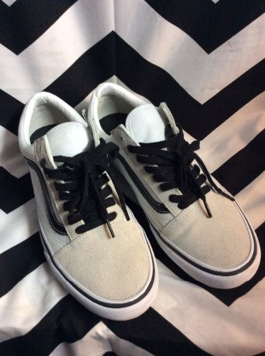 White Vans with black leather trim 1