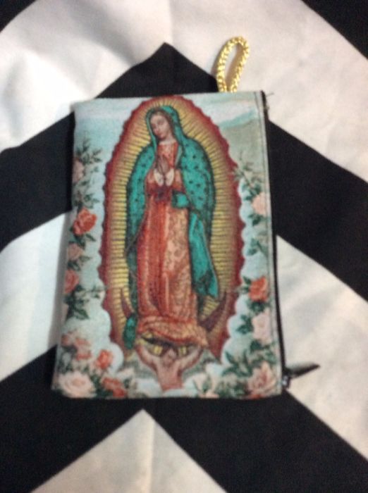 EMBROIDERED ZIP POUCHES- Virgin Mary Guadalupe 1