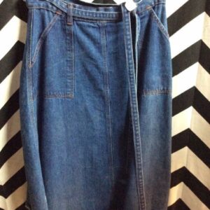 Photo detail:DENIM WRAP SKIRT W/ POCKETS