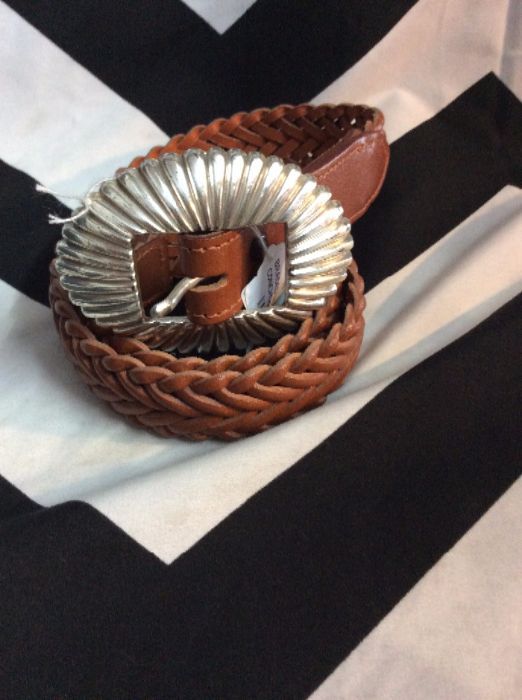 BRAIDED LEATHER BELT WITH CONCHO BUCKLE 1