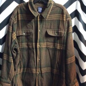 Photo detail:GAP FLANNEL SHIRT - HEAVY - WOOL BLEND - PLAID DESIGN - OLD SKOOL