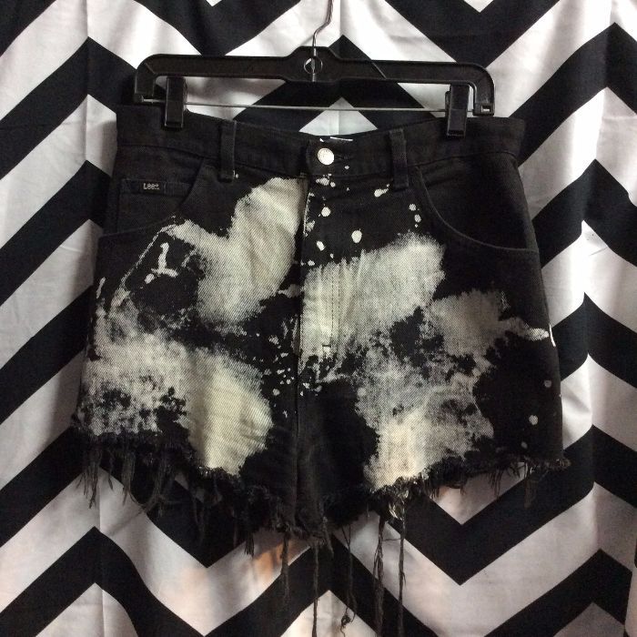 Black Lee Cut off shorts with white splatters 1